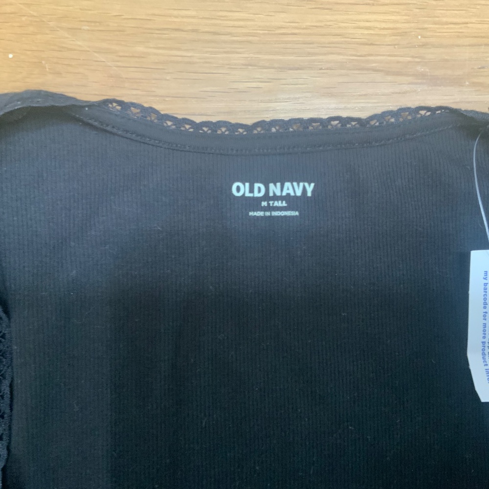 NWT Old Navy Square Neck Short-Sleeved T-Shirt Black Size M Tall - Picture 2 of 9